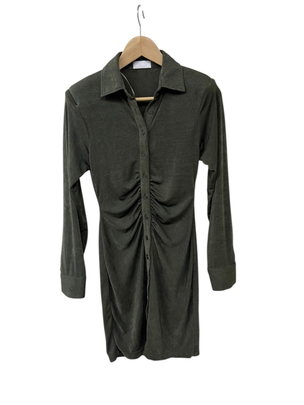 NWT Isalis Green Button Up Ruched Dress S